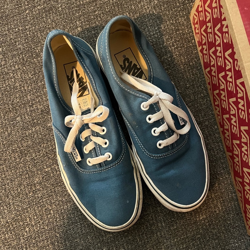 Vans Blue Canvas Low-Top Sneakers with White Laces